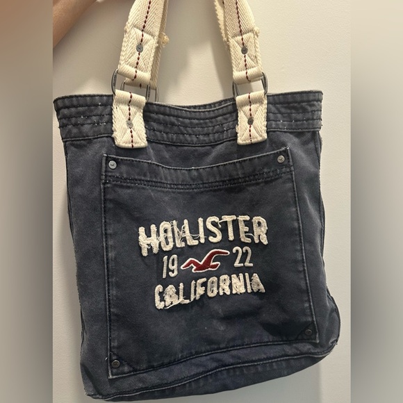 Hollister Handbags - Vintage Hollister Dark Blue and Cream Tote Bag